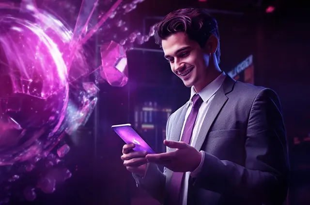 Pengguna memeriksa instruksi deposit di ponsel